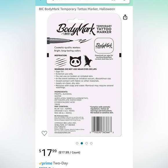 NY Giants Bic BodyMark Tattoo Pens - Picture 4 of 10